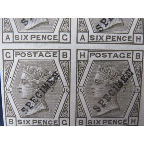 24 - QV U/MINT BLOCK OF 6D GREY 1873-80, plate 16, imperforate marginal