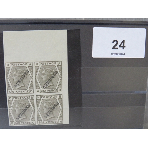 24 - QV U/MINT BLOCK OF 6D GREY 1873-80, plate 16, imperforate marginal