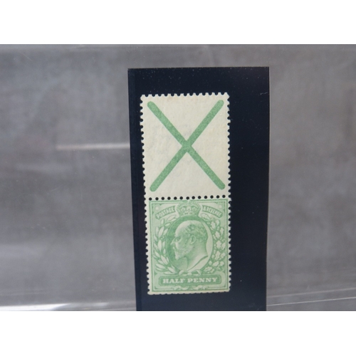 34 - EDWARD VII MINT 1/2 GREEN, showing St Andrews Cross Imperial Crown inverted wmk