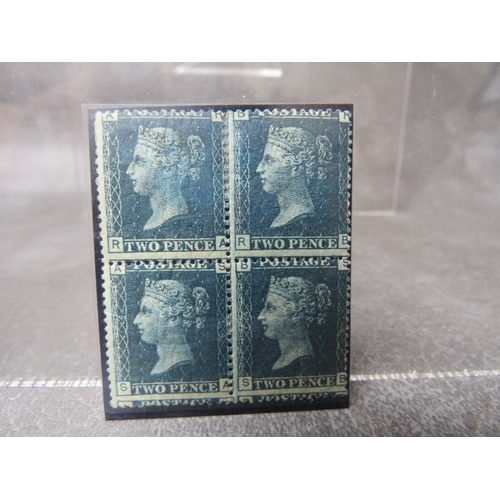 39 - QV MINT BLOCK OF 2D BLUES, hinge remains