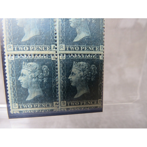 39 - QV MINT BLOCK OF 2D BLUES, hinge remains