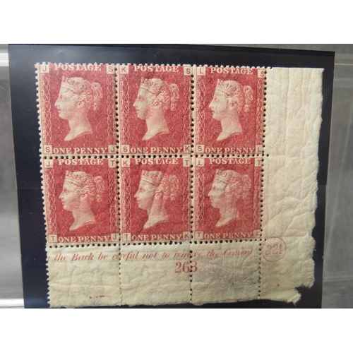 46 - QV MINT BLOCK OF SIX, plate 221, marginal inscription and marginal plate number 221