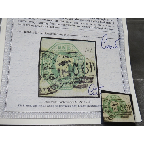 51 - QV SUPERB USED 1/ GREEN, embossed great margins all round, Liverpool '466' cancel and spoon cancella... 