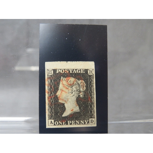 52 - QV FINE USED 1D BLACK, plate 4 sheet margin at top