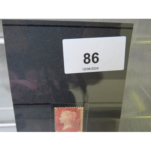 86 - QV MINT 1D RED PLATE 146, 'SPECIMEN' overprint