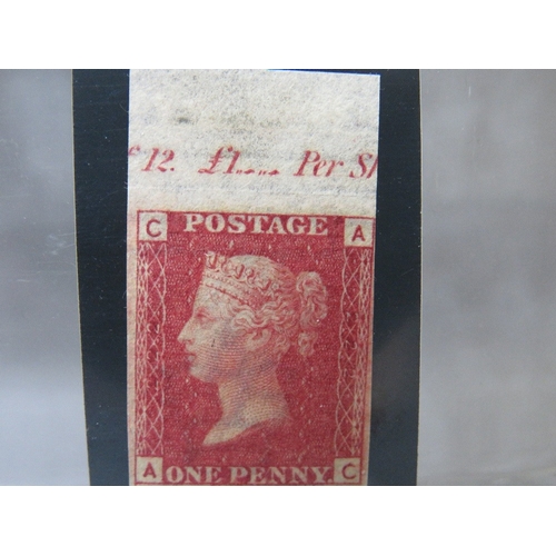 89 - QV MINT 1D RED, imprimatur, plate 222, marginal inscription