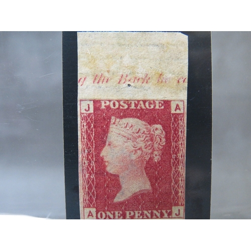 90 - QV MINT 1D RED, imprimatur, plate 223, marginal inscription