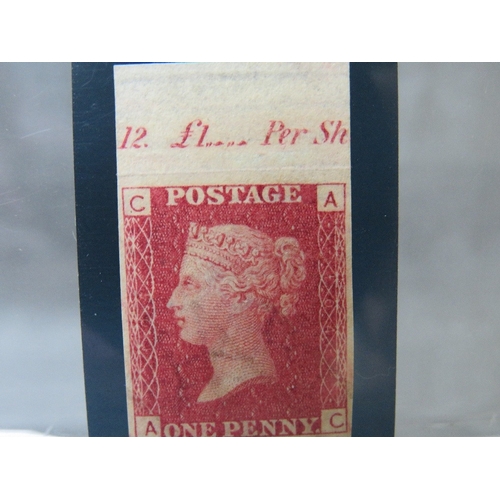 91 - QV MINT 1D RED, imprimatur, plate 104, marginal inscription