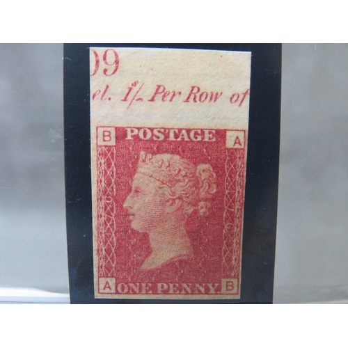 93 - QV MINT 1D RED, imprimatur, plate 176, marginal inscription