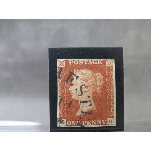 95 - QV USED 1D RED, imperf Dorchester Town cancel the larger postmark