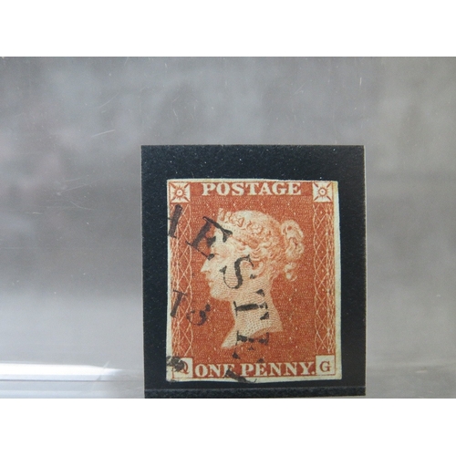 95 - QV USED 1D RED, imperf Dorchester Town cancel the larger postmark