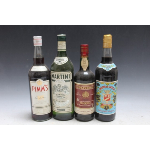 242 - A BOTTLE OF D'OLIVEIRAS MADEIRA '5 YEARS OLD' BOTTLES IN 1999, together with a 1 litre bottle of Pim... 