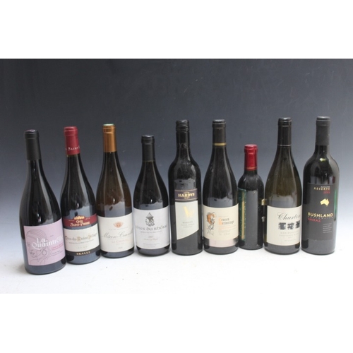 243 - EIGHT ASSORTED BOTTLES OF RED AND WHITE WINES, to include Cotes du Rhone 2007 together with a half b... 