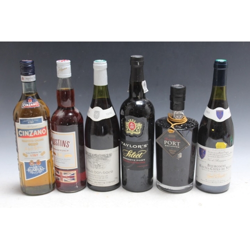 247 - SEVEN ASSORTED BOTTLES OF WINES AND SPIRITS, to include 1 bottle of 1995 Hauts Cotes de Nuits and 1 ... 