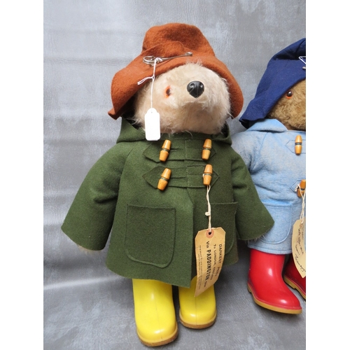 367 - A VINTAGE GABRIELLE DESIGNS PADDINGTON BEAR, green jacket with brown hat and yellow Dunlop wellies, ... 