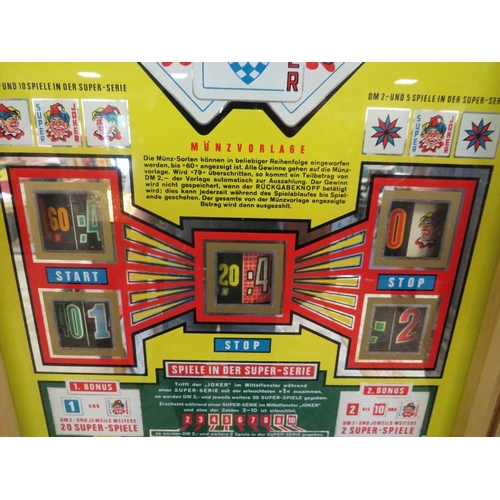 535 - A VINTAGE ROTOMAT SUPER JOKER WALL MOUNTED FRUIT MACHINE, set up for the German market, H 88 cm