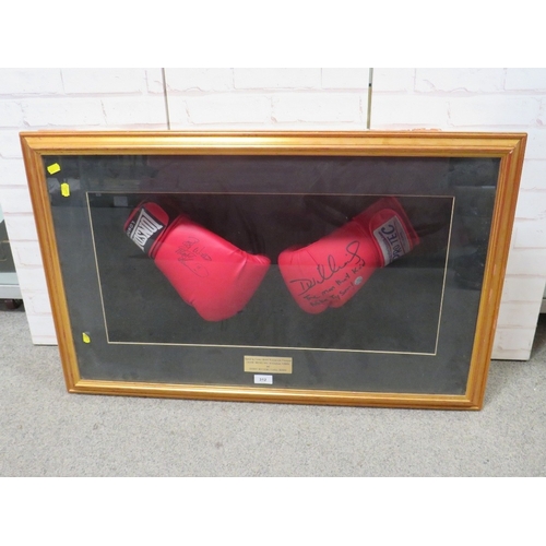 312 - FRAMED FRANK BRUNO AND DANNY WILLIAMS BOXING GLOVES, both autographed