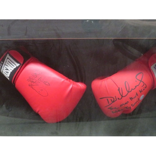 312 - FRAMED FRANK BRUNO AND DANNY WILLIAMS BOXING GLOVES, both autographed