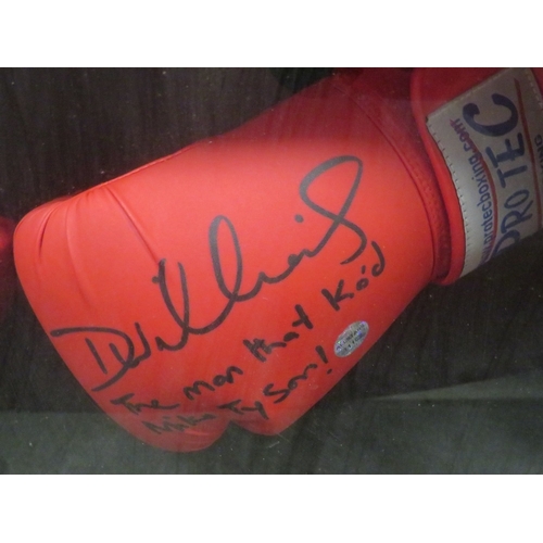 312 - FRAMED FRANK BRUNO AND DANNY WILLIAMS BOXING GLOVES, both autographed