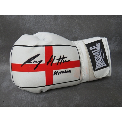 320 - THREE SIGNED BOXING GLOVES, to include Ricky Hatton, John H Stracey and Billy Walker