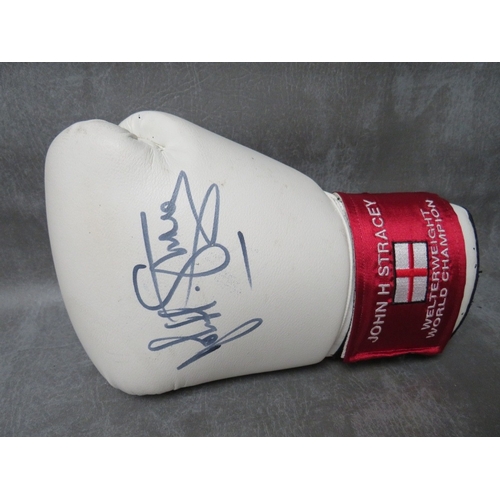 320 - THREE SIGNED BOXING GLOVES, to include Ricky Hatton, John H Stracey and Billy Walker