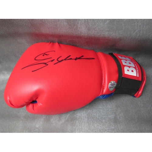 322 - THREE SIGNED BOXING GLOVES, to include Ray Leonard, Marvin Hagler and Jake La Motta