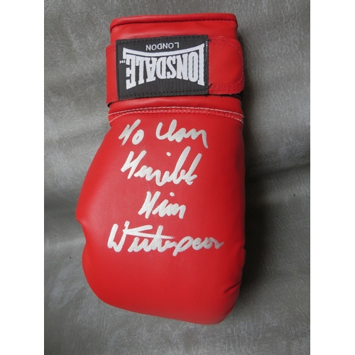 326 - FOUR SIGNED BOXING GLOVES, to include Tim Witherspoon, James Bonecrusher Smith, Mike Tyson and Danny... 