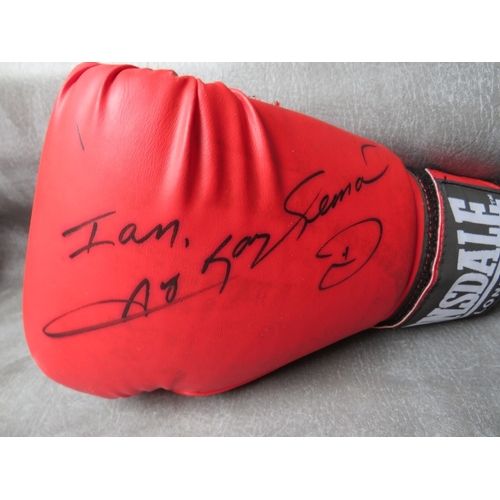 328 - SEVEN SIGNED BOXING GLOVES, to include Rubin Hurricane Carter, Shaun Walton etc