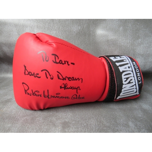 328 - SEVEN SIGNED BOXING GLOVES, to include Rubin Hurricane Carter, Shaun Walton etc