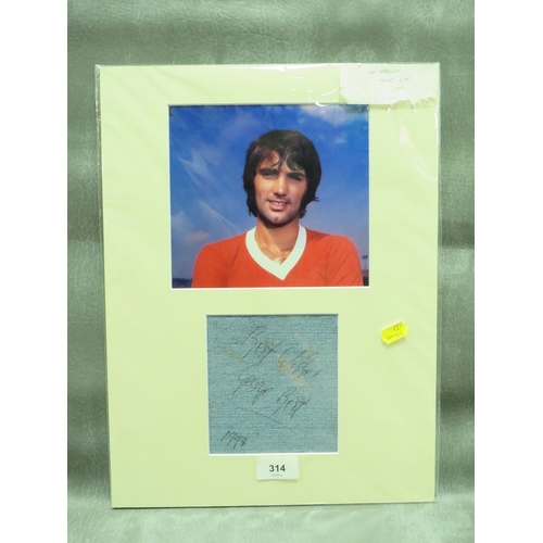 314 - A GEORGE BEST PICTURE WITH AUTOGRAPHED DENIM, dated 1994, with certificate of authenticity