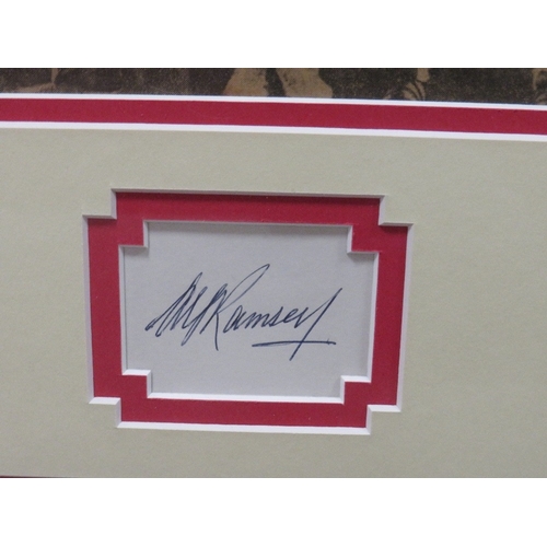 330 - A FRAMED ALF RAMSEY AUTOGRAPH, together with a signed picture of the England team to face Mexico in ... 