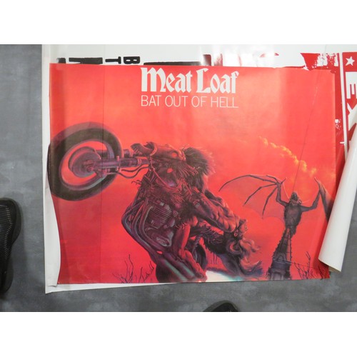 231 - SIX POP MUSIC RELATED POSTERS, to include Meatloaf Bat Out of Hell appprox 90 x 62, The Clash approx... 