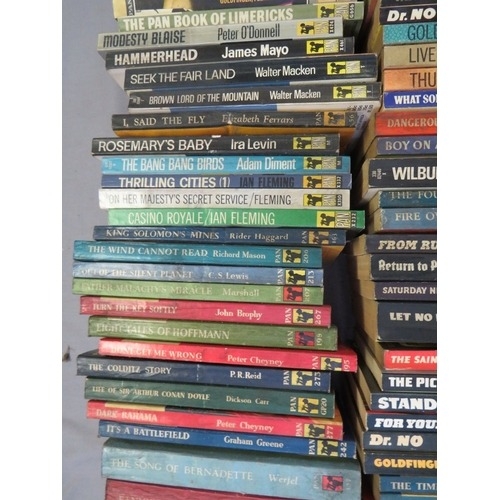 186 - TWO TRAYS OF VINTAGE PAN PAPERBACK BOOKS (116)