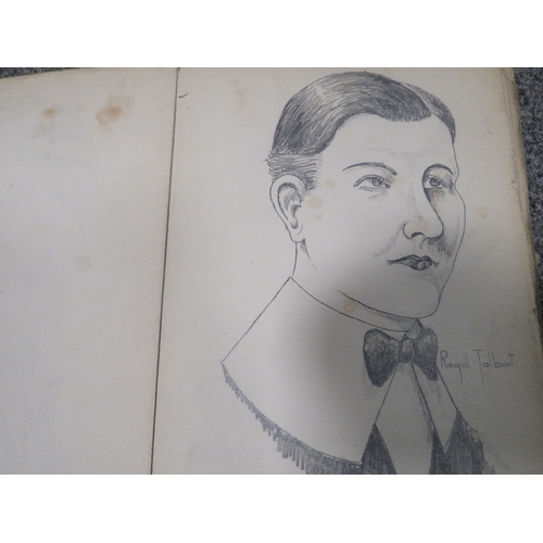 181 - AN ALBUM OF 47 PENCIL DRAWN PORTRAITS DATED 1920, a note reading 'These Drawings Were Made by Herber... 