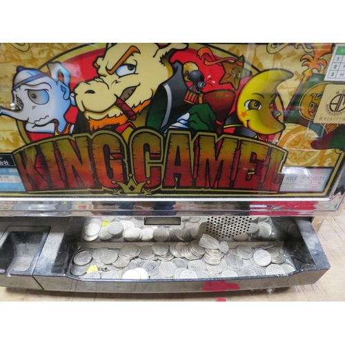 576 - A JAPANESE KING CAMEL ELECTRONIC SLOT MACHINE, with large quantity of tokens (No key)