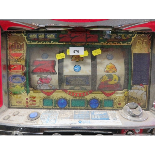 576 - A JAPANESE KING CAMEL ELECTRONIC SLOT MACHINE, with large quantity of tokens (No key)