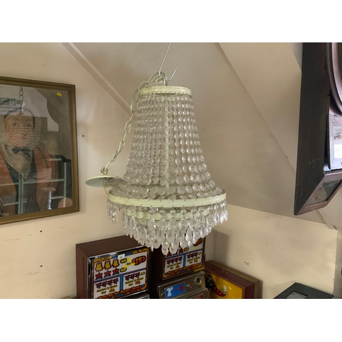 710 - Two mid-century crystal drop chandeliers