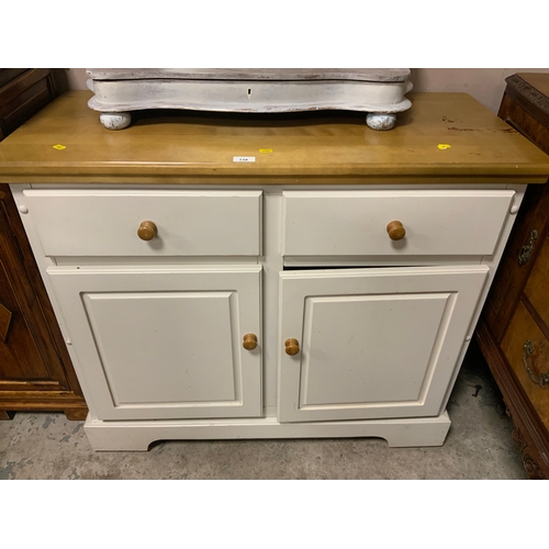 718 - A modern kitchen style dresser base with two drawers and cupboards below as found