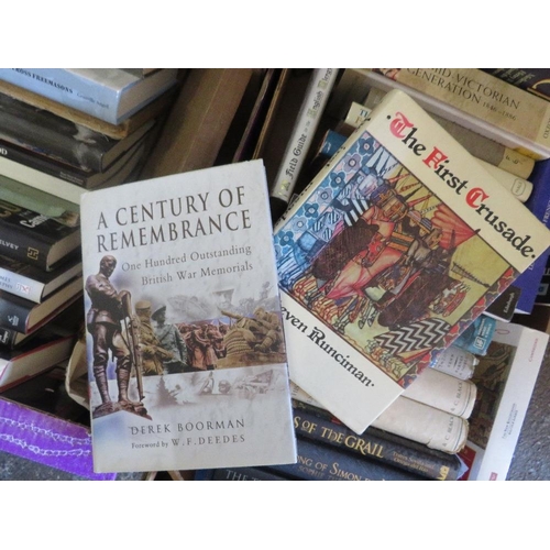 125 - TWO TRAYS OF HISTORY & MILITARY INTEREST BOOKS FROM THE ESTATE OF GRANVILLE ANGELL