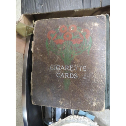 133 - A TRAY OF ASSORTED METALWARE TOGETHER WITH TWO TRAYS OF CERAMICS ETC