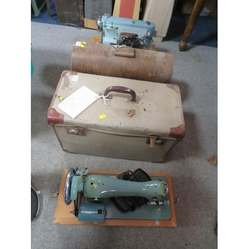 148 - FOUR ASSORTED VINTAGE SEWING MACHINES TO INCLUDE SINGER ETC - A/F