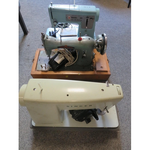 163 - THREE VINTAGE SEWING MACHINES A/F