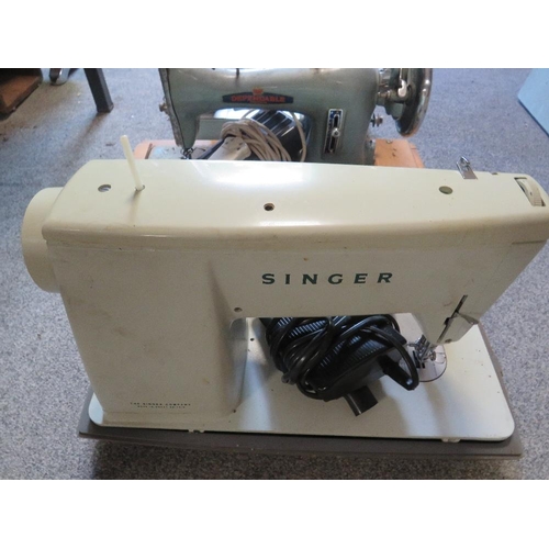 163 - THREE VINTAGE SEWING MACHINES A/F