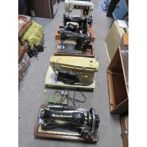 178 - FIVE ASSORTED VINTAGE SEWING MACHINES - A/F