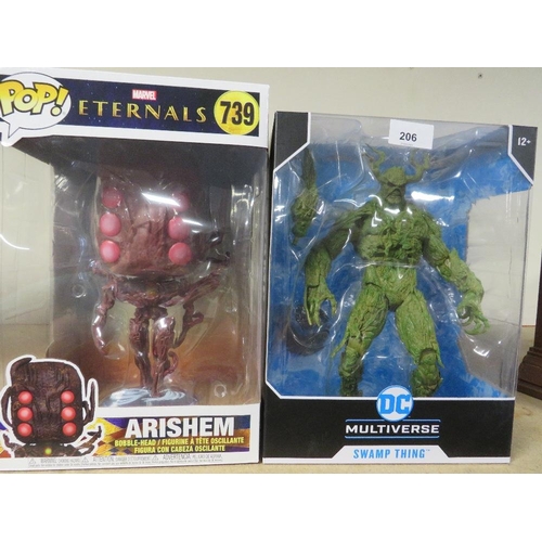 206 - A LARGE NEW BOXED MARVEL POP ETERNALS FIGURE ARISLEM 739 TOGETHER WITH A LARGE NEW BOXED DC MULTIVER... 