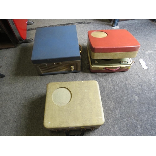 216 - THREE VINTAGE RECORD PLAYERS TO INCLUDE A DANSETTE EXAMPLE