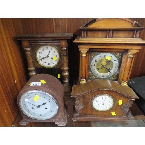 236 - FOUR VINTAGE MANTEL CLOCKS