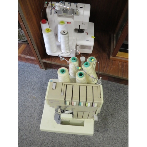 239 - A JANOME AND HOBBYLOCK OVERLOCK SEWING MACHINE A/F