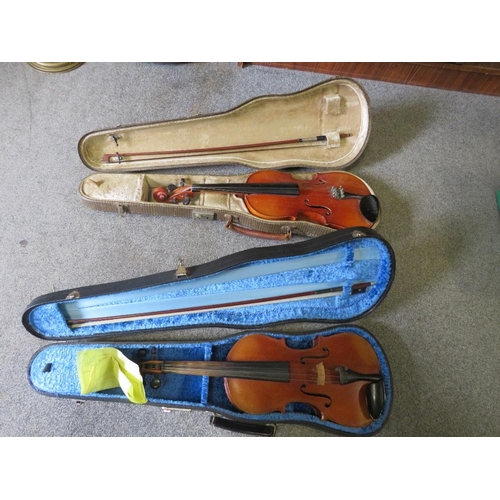 243 - TWO CASED STUDENT CHINESE STYLE VIOLIN AND BOW