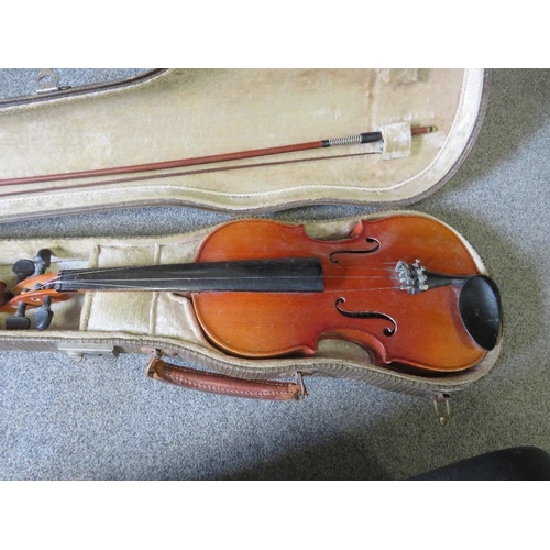 243 - TWO CASED STUDENT CHINESE STYLE VIOLIN AND BOW